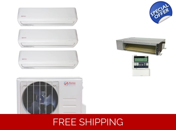 Norton 3-Zone 23 SEER2 Mini Split Heat Pump (-13°F), E-Star: 12.5 EER/9.2 HSPF (R410a)